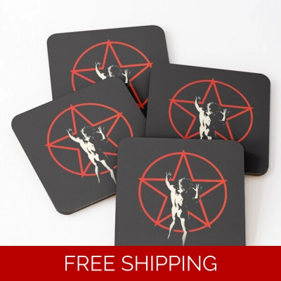 Coasters Black Red lStar Man logo (set of 4)